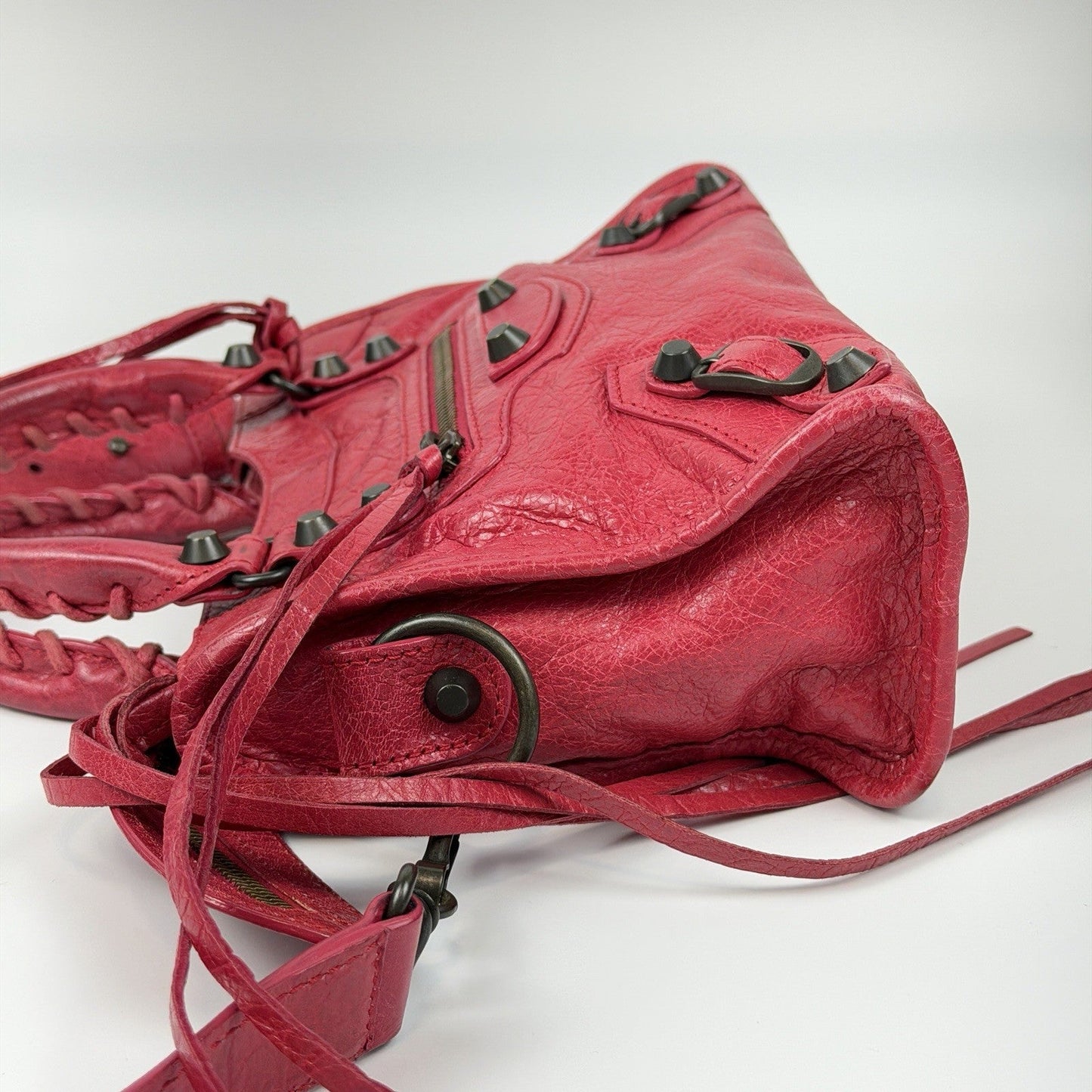 Auth Balenciaga Classic Mini City Pinkish red 2-Way Shoulder/Hand Bag z39