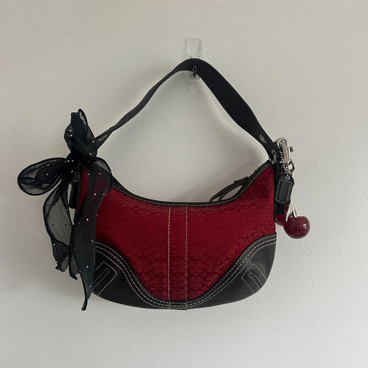 y2k coach red monogram jacquard bag