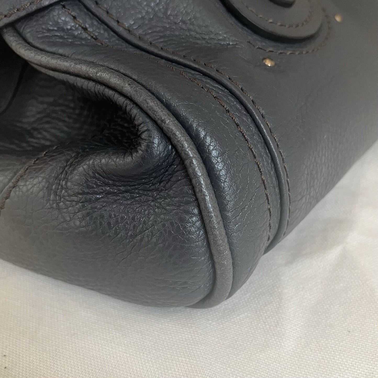 Chloe paddington leather hand bag dark gray leather medium padlock key card f s