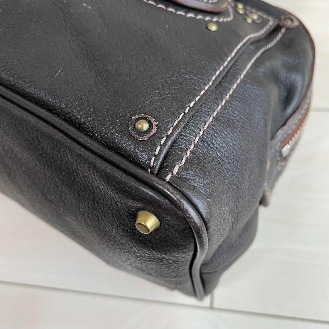 Chloe paddington gold padlock key dark brown hand bag mini boston bag used 2501m