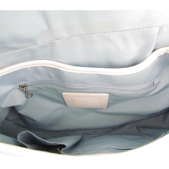 coach soho y2k blue white jacquard leather bag