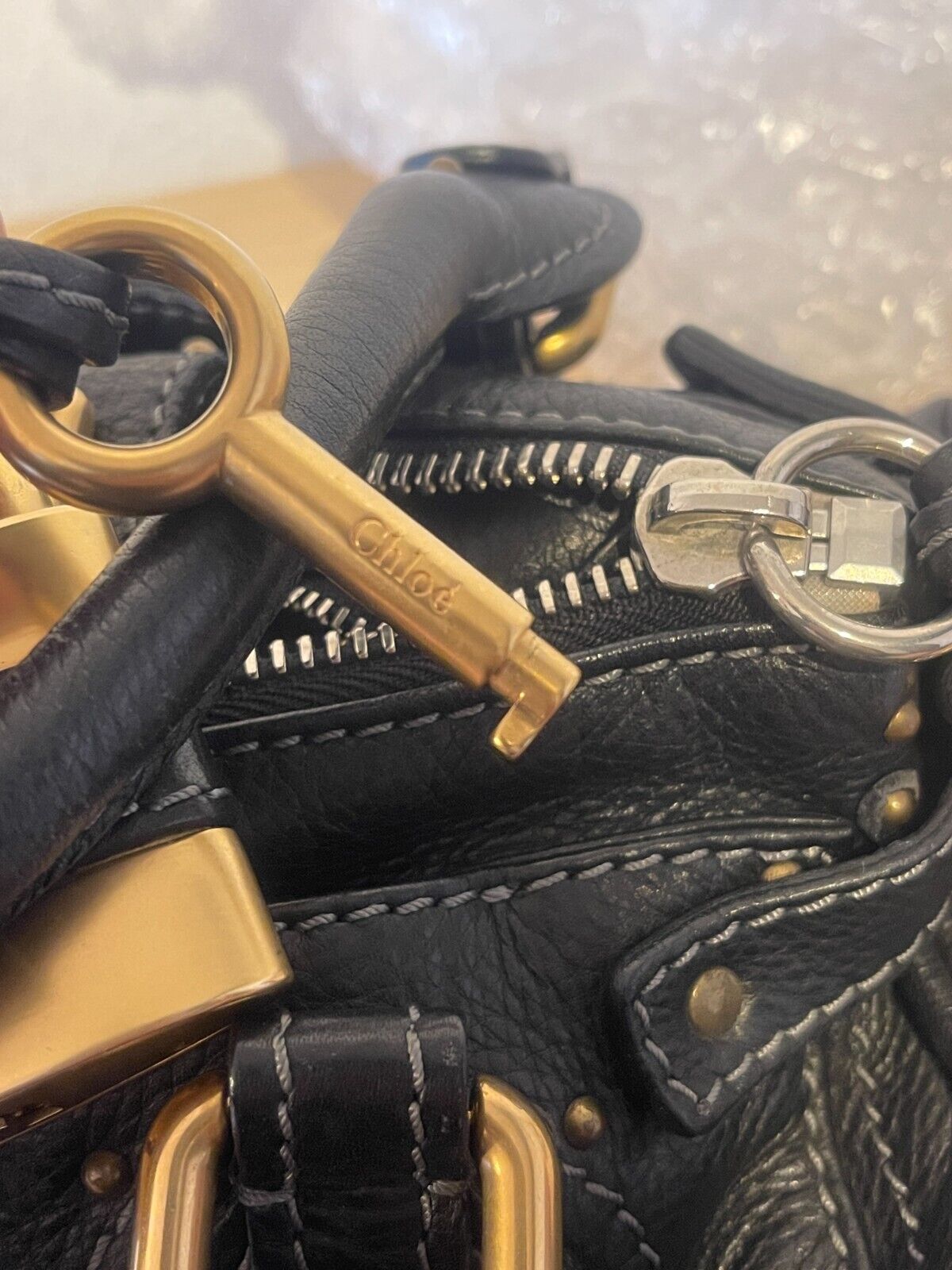 authentic Chloe paddington mini black padlock tote hand bag fast free shipping