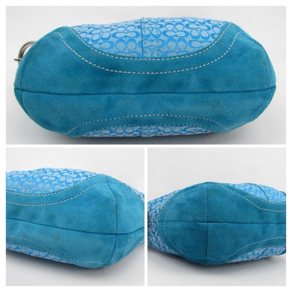 coach signature logo suede shoulder bag