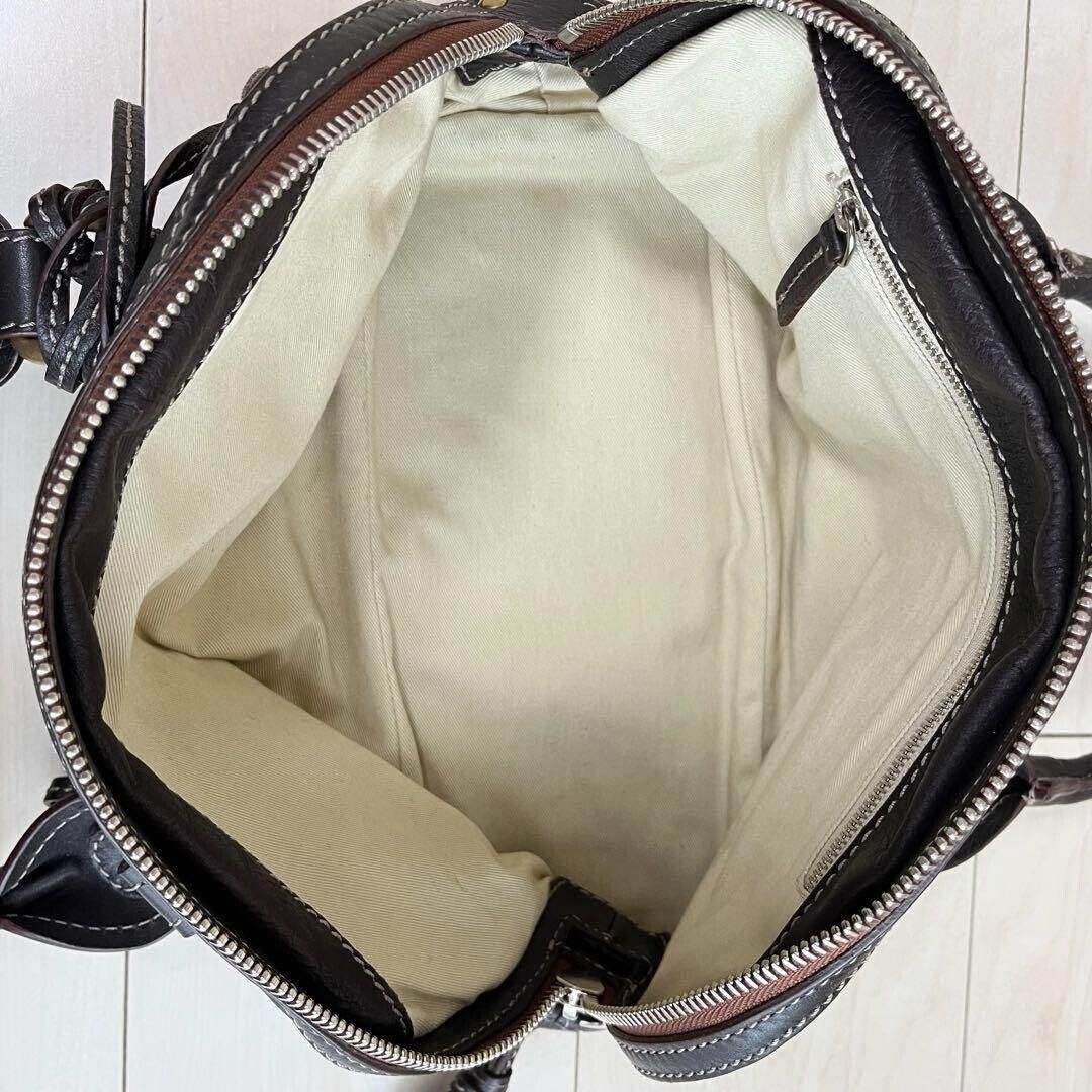 Chloe paddington gold padlock key dark brown hand bag mini boston bag used 2501m