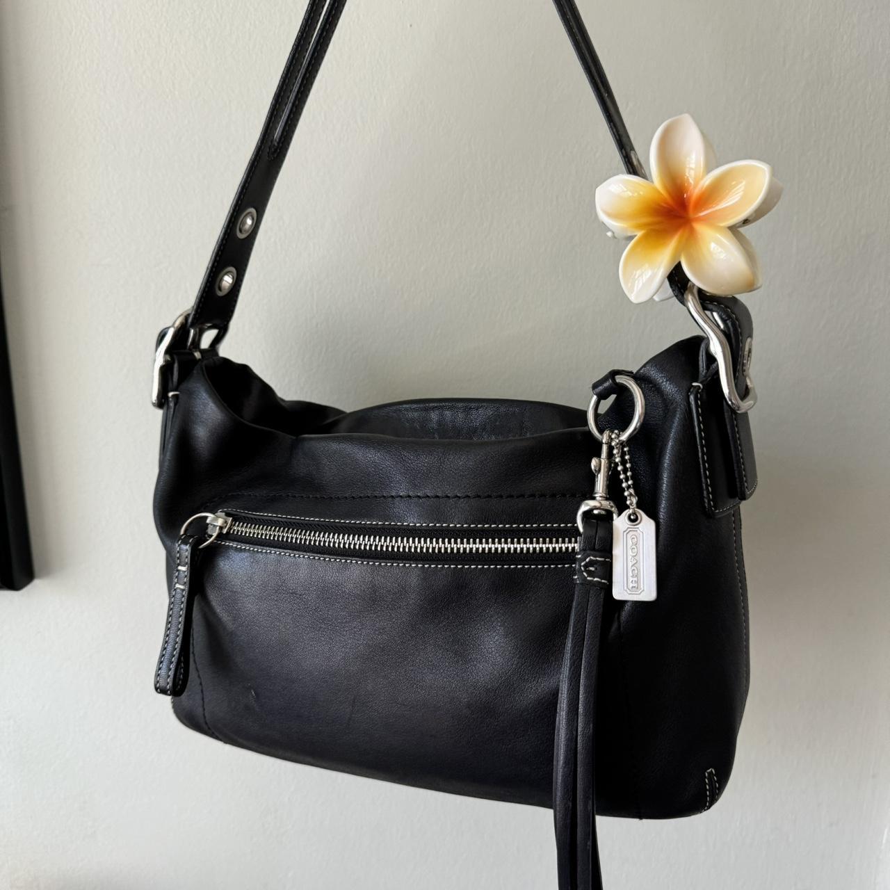 Vintage 90s black leather Coach Legacy East West zip shoulder bag!