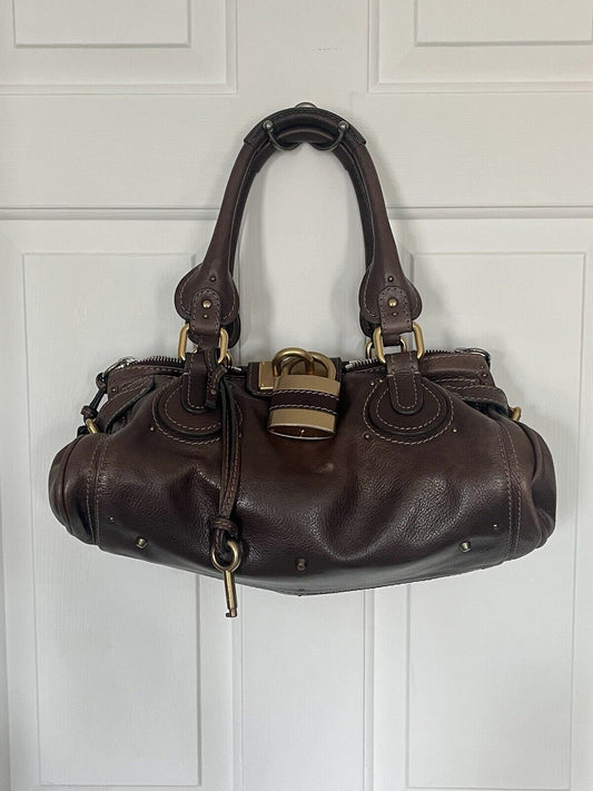 Chloe paddington shoulder bag chocolate brown included lock key dust bag