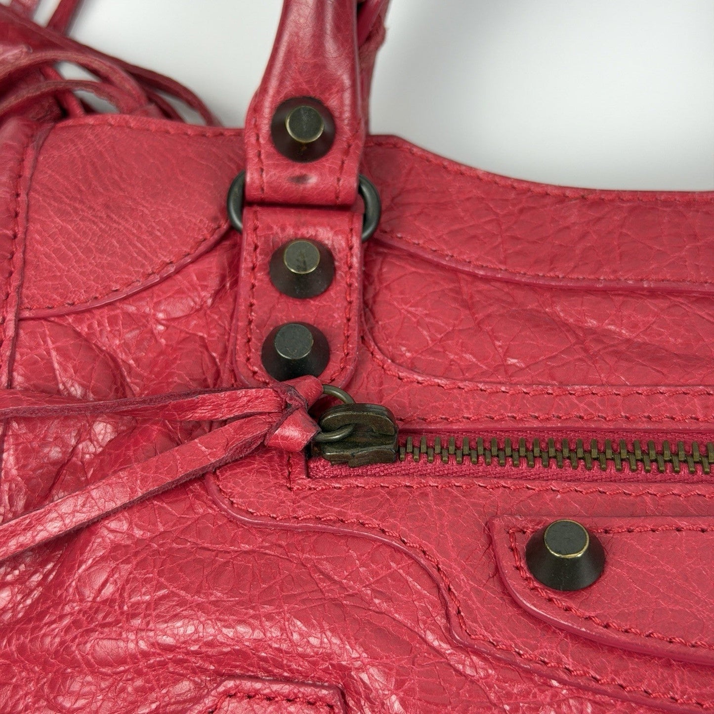 Auth Balenciaga Classic Mini City Pinkish red 2-Way Shoulder/Hand Bag z39