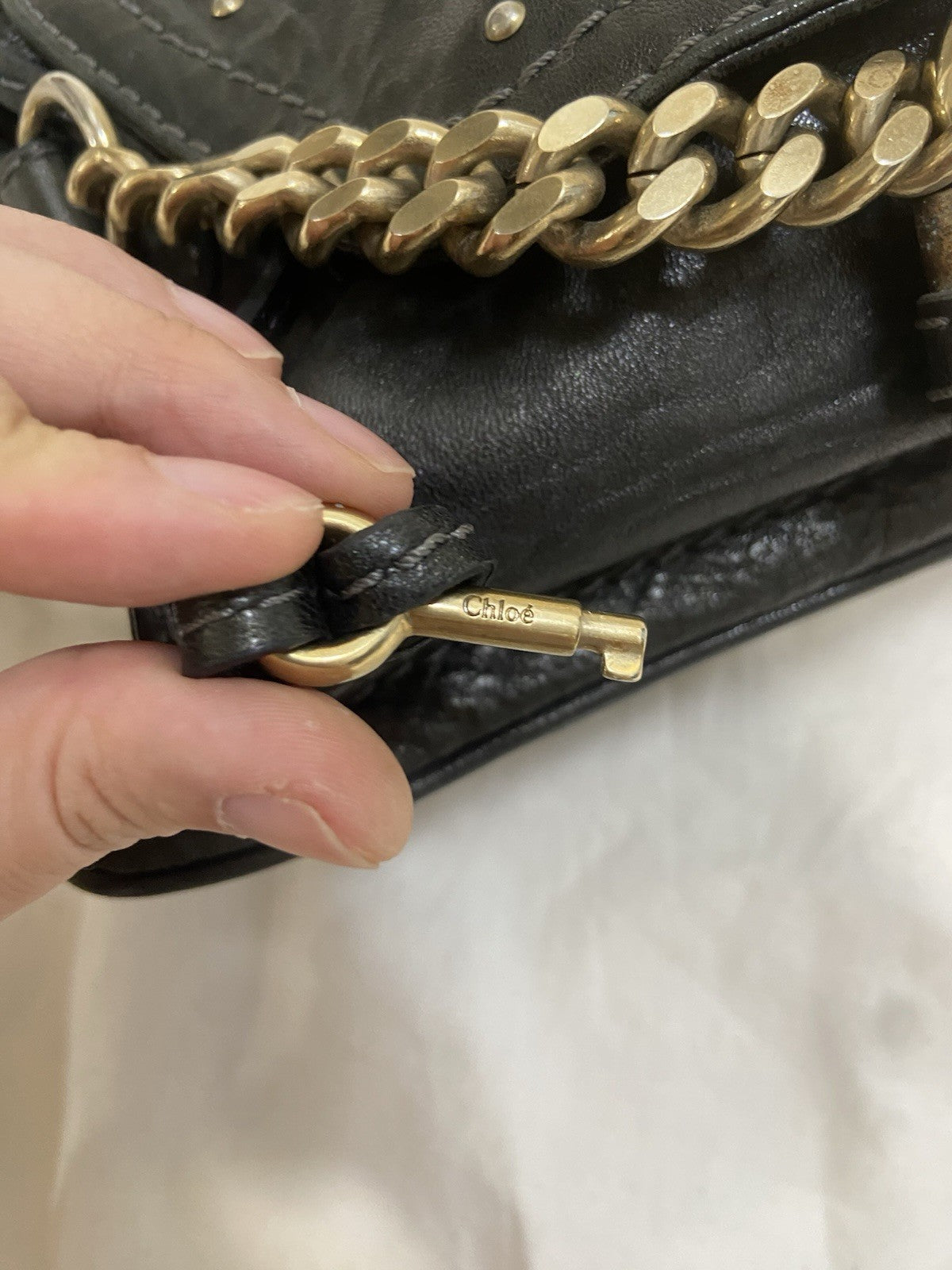 rare Chloe paddington small shoulder bag scandi bag dark khaki black