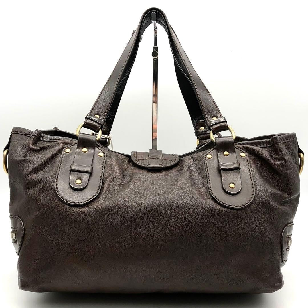 CHLOE Kerala Leather Brown Handbag Tote Bag Horse Charm Used