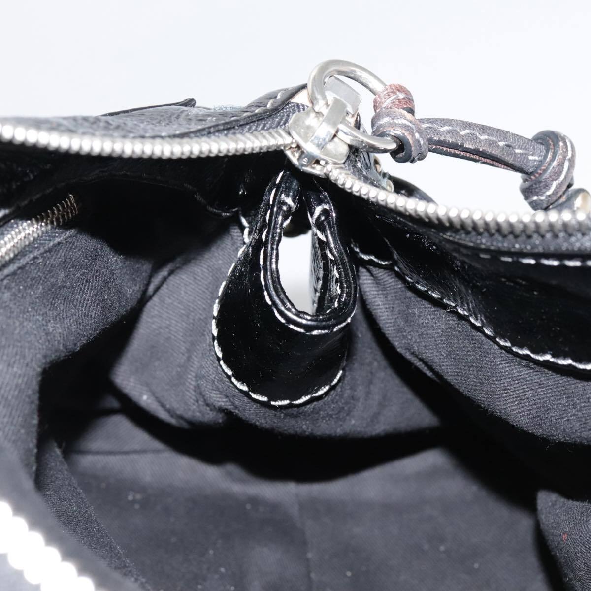 Chloe paddington hand bag enamel black auth mr780