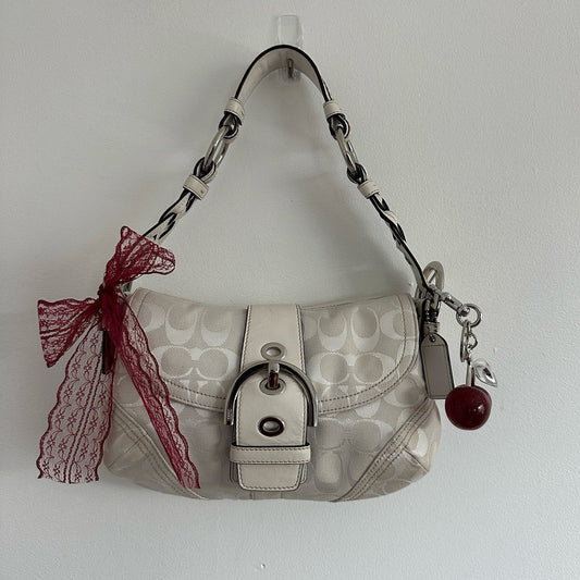 y2k coach white monogram soho bag