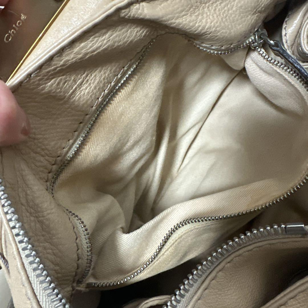 Chloe paddington shoulder bag handbag padlock key leather beige