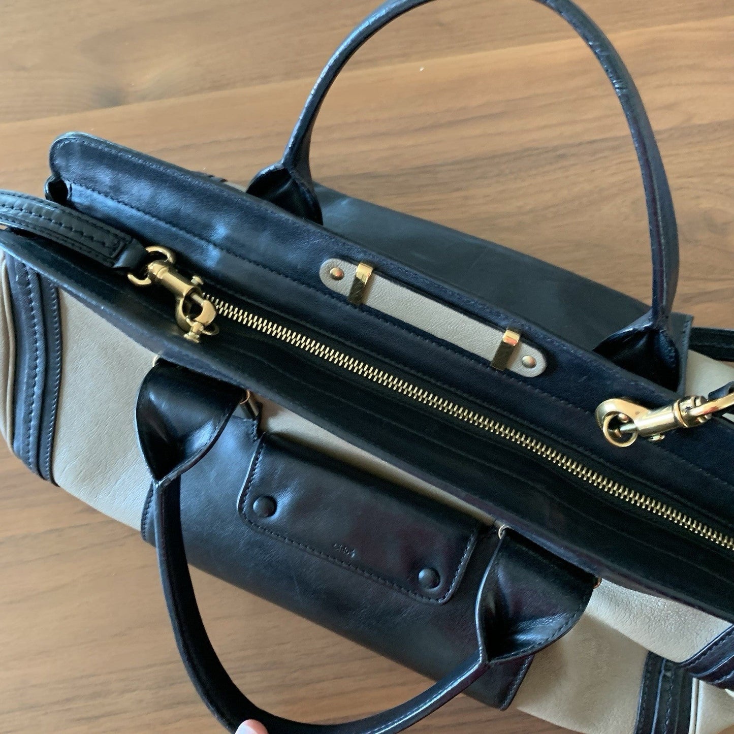 Authentic Chloé Alice Satchel Bag - Black & Tan Leather - Excellent Condition!