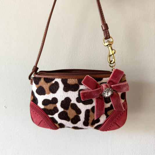 Vintage Y2K Coach rare leopard print calf hair wristlet/mini bag