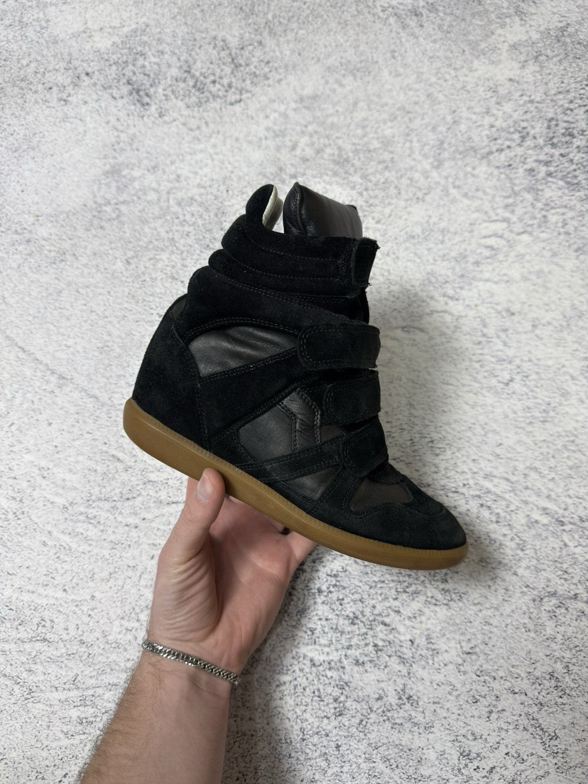 Isabel Marant Beckett Black Suede High Sneakers Basket Shoes Size 38