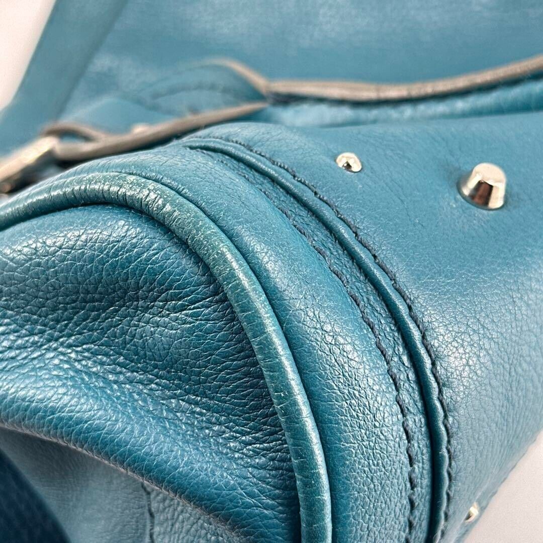 Chloe paddington silver padlock key hand bag blue leather used 2501m