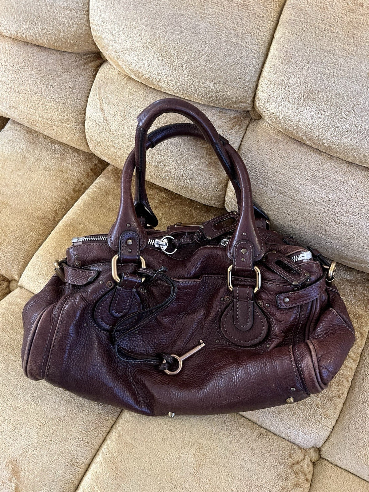 Chloe Paddington Leather Handbag Vintage Chocolate Brown