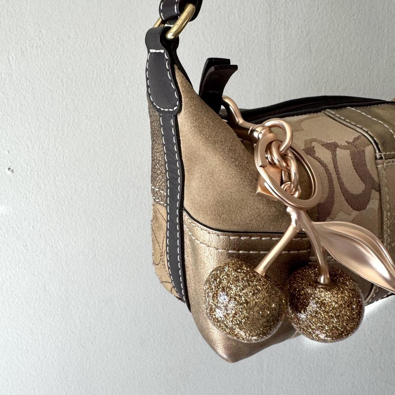 Vintage Y2K Coach gold suede patchwork mini Hampton baguette!