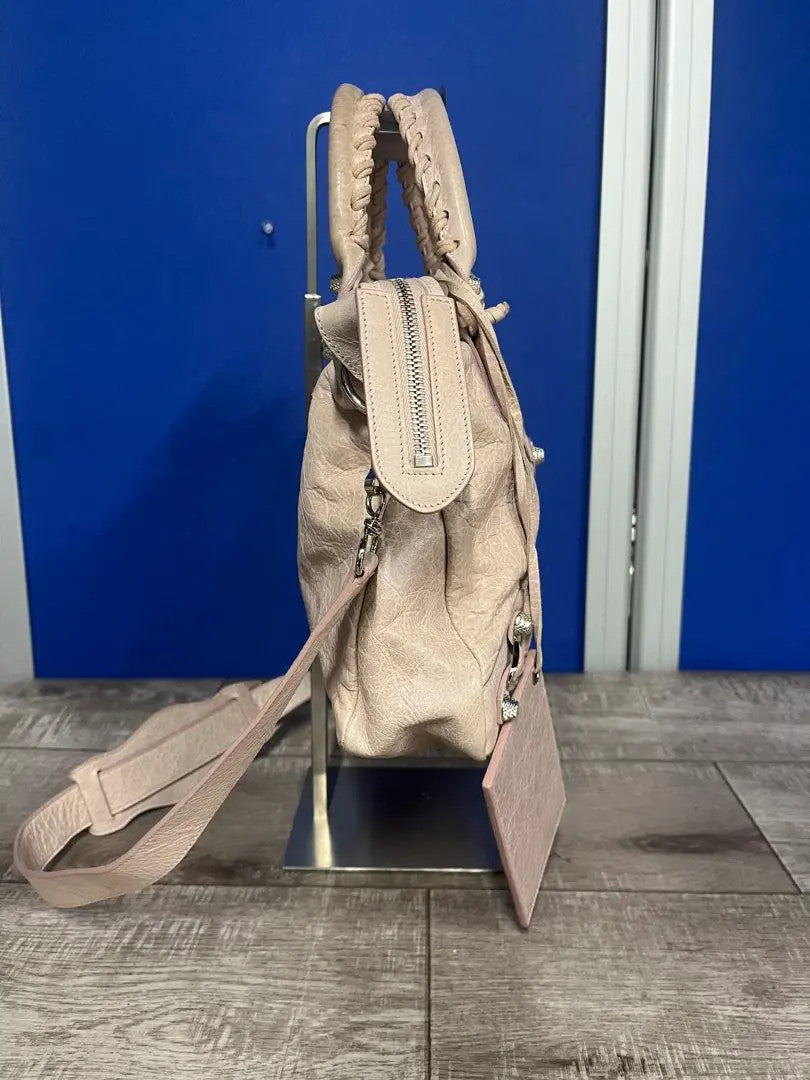 Authentic BALENCIAGA City Pink beige Leather Shoulder Bag Handbag 2 way Y2K GOOD