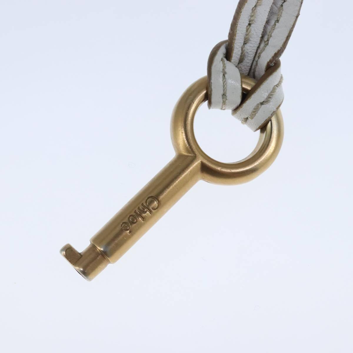 Chloe paddington hand bag leather white gold silver auth am7275