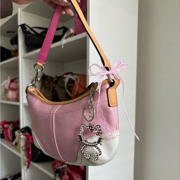 y2k coach hobo shoulder pink canvas 🎀