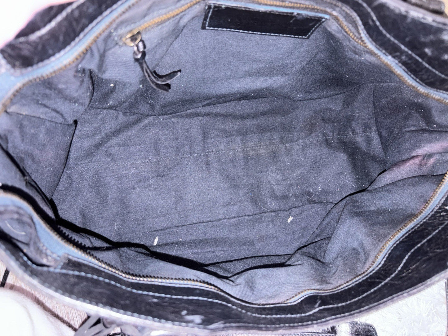 Balenciaga Black Biker Bag Distressed Shoulder Bag Mirror Studded Tassel