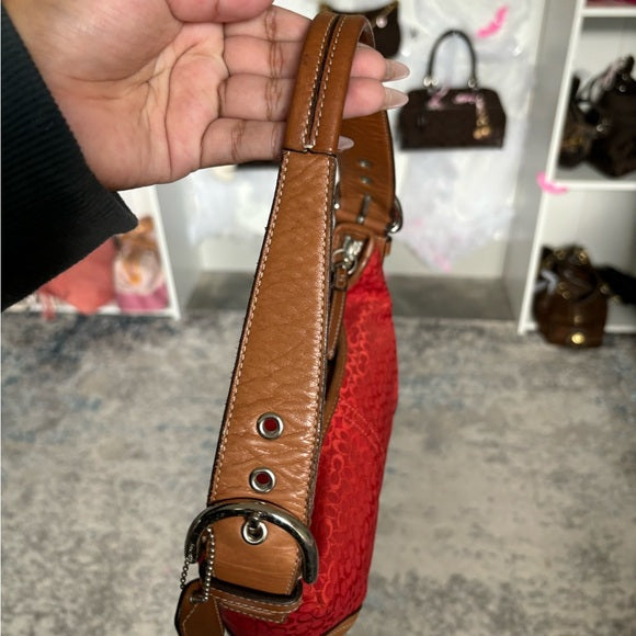 y2k coach soho hobo red jacquard shoulder bag 🍒