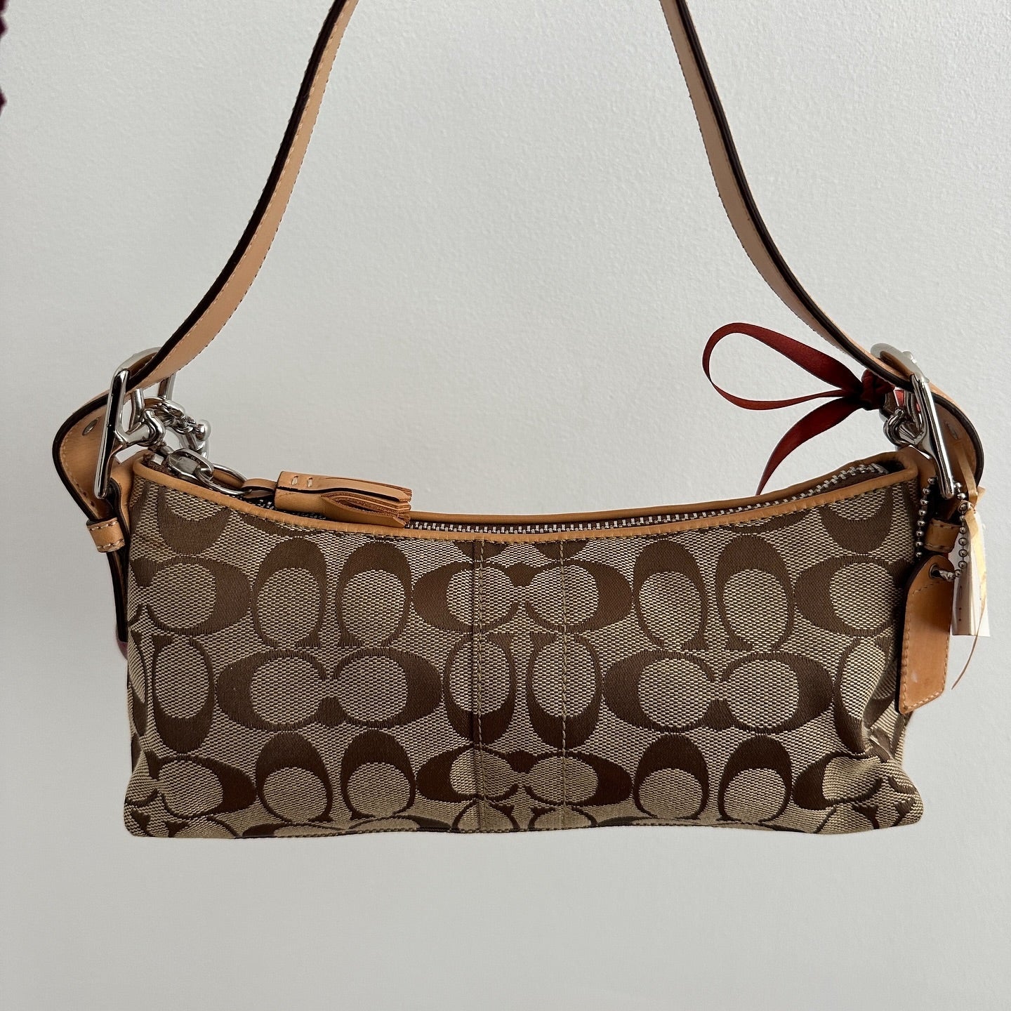 y2k coach brown monogram east west bag