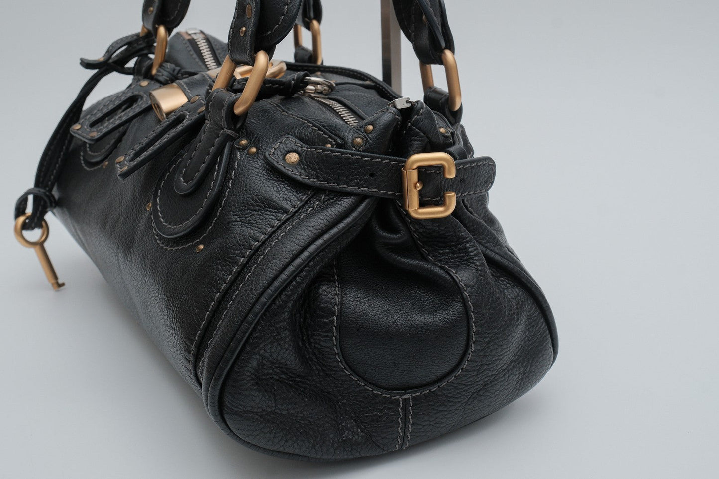 Chloe Paddington Hand Shoulder Bag Black Leather