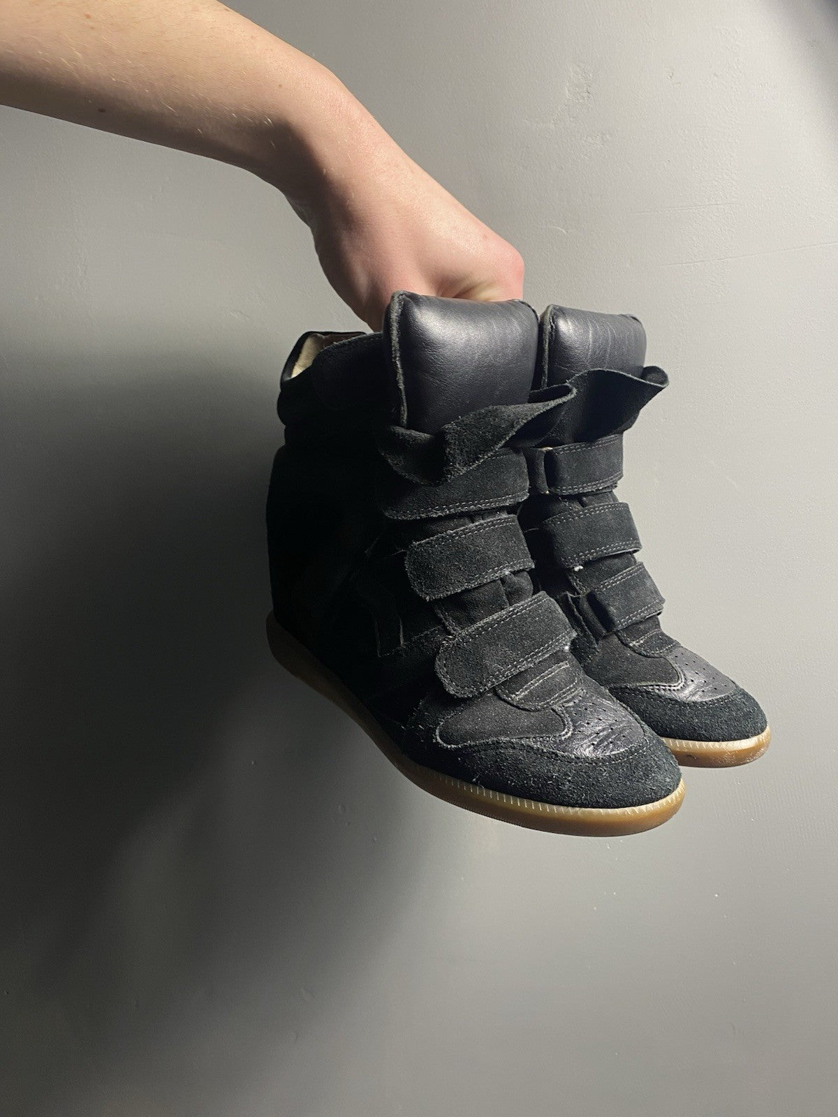 ISABEL MARANT LADIES BECKETT LEATHER SUEDE WEDGE SNEAKERS TRAINERS HIDDEN Sz 39