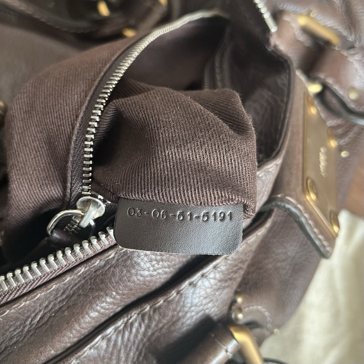 Chloe paddington leather hand bag dark brown leather medium padlock key f s