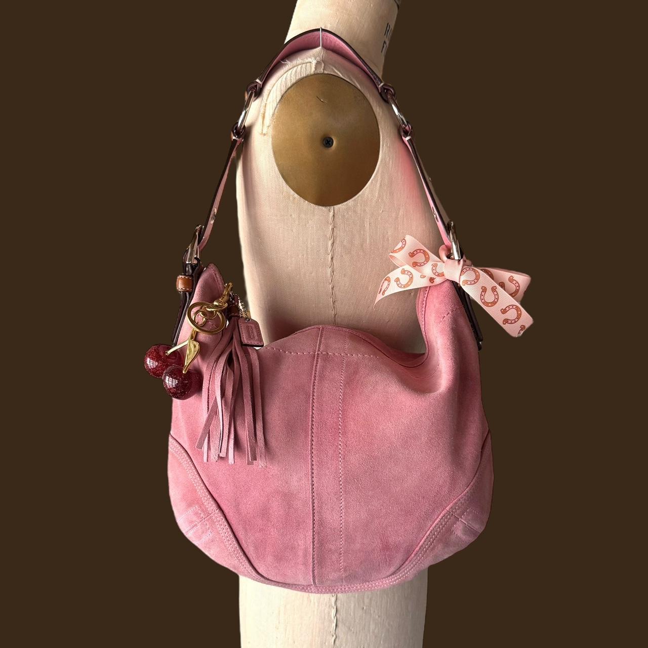Vintage Y2K Coach pink suede hobo bag!