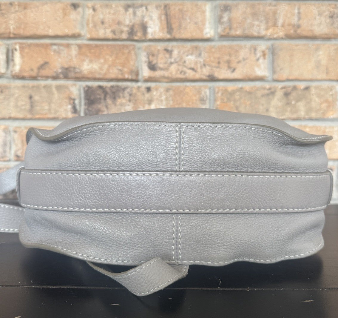 Authentic Chloé Marcie Medium Saddle Bag Cashmere Grey Leather Crossbody