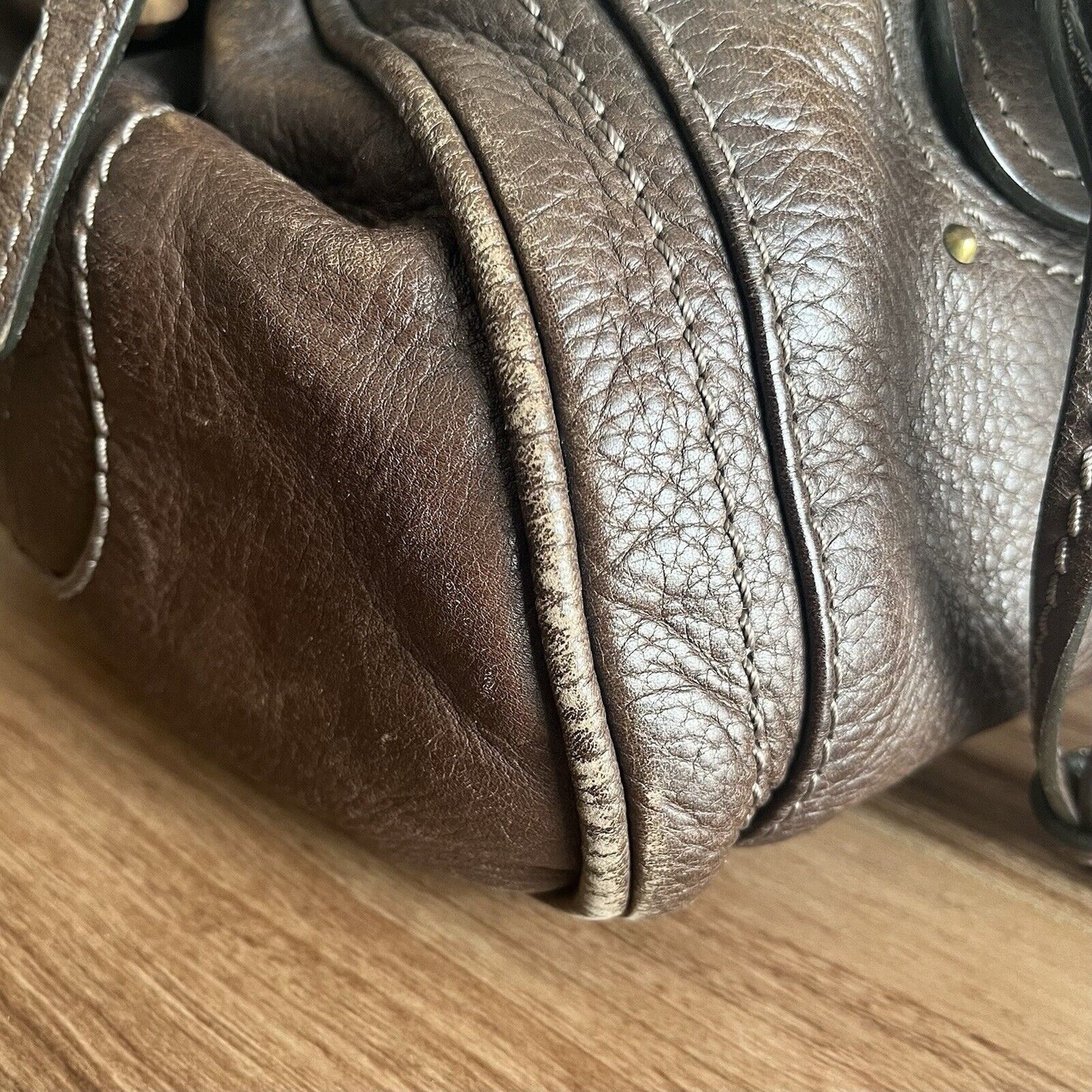 Chloe paddington leather hand bag dark brown leather medium padlock key f s