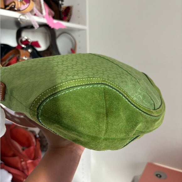 y2k coach soho hobo green jacquard shoulder bag