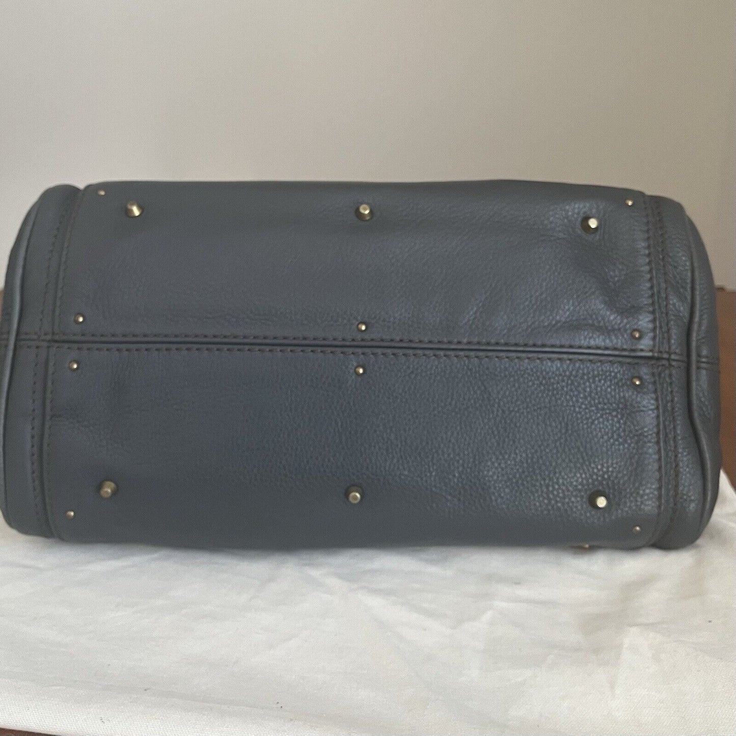 Chloe paddington leather hand bag dark gray leather medium padlock key card f s