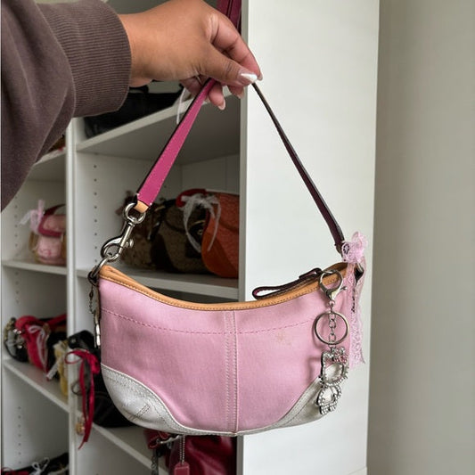 y2k coach hobo shoulder pink canvas 🎀