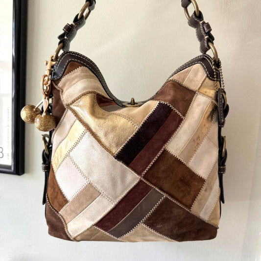 Vintage Y2K Coach Chelsea suede patchwork shoulder bag!