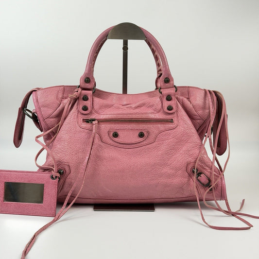 Balenciaga Classic City Handbag Shoulderbag 2Way Bag Leather Pink t74
