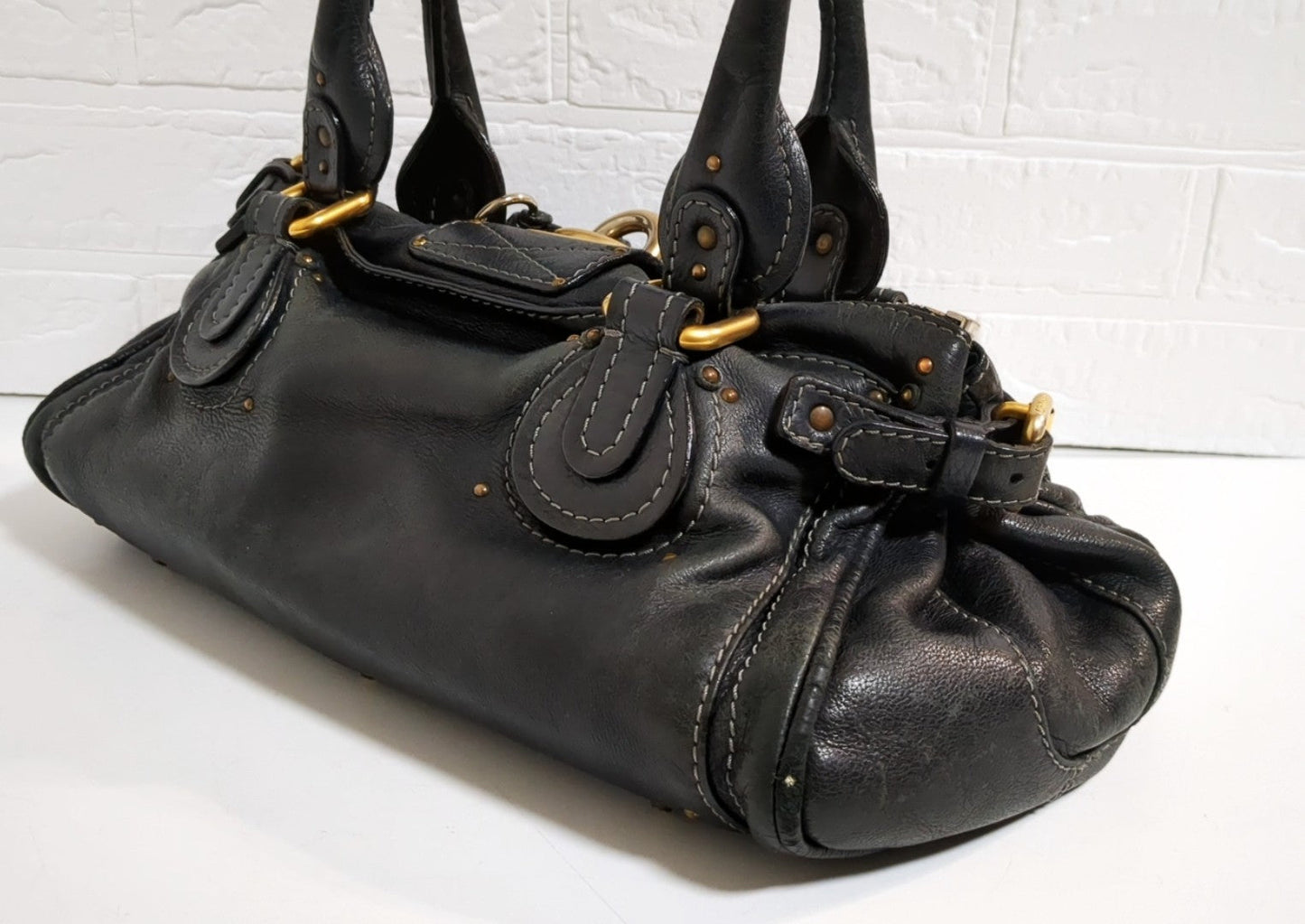 Chloe Paddington Black Leather Satchel Bag w/Padlock & Key Authentic Vintage✨