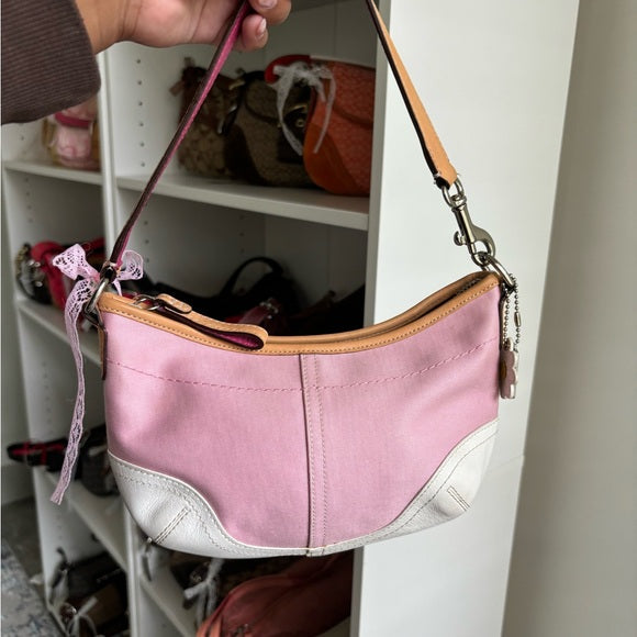 y2k coach hobo shoulder pink canvas 🎀