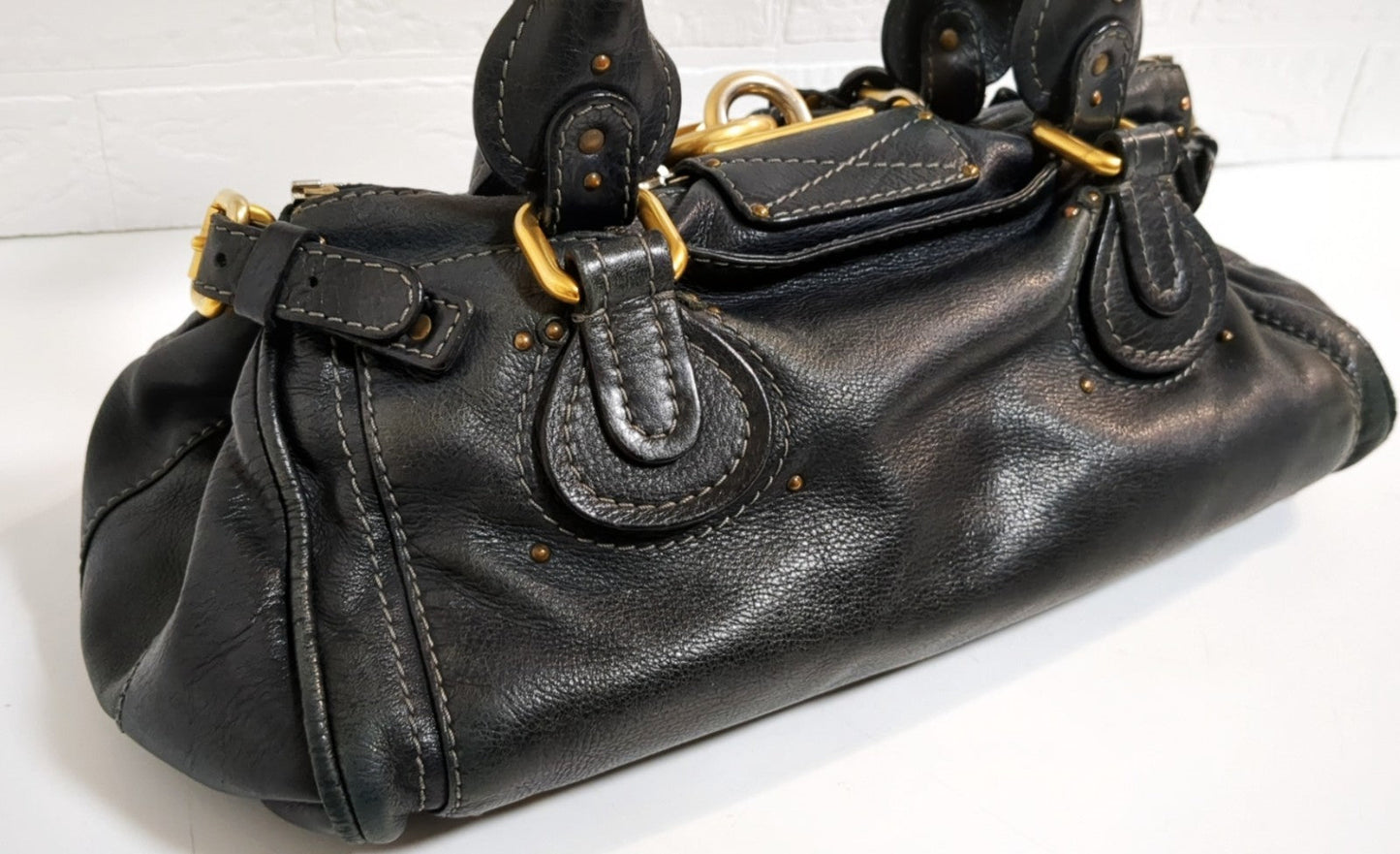 Chloe Paddington Black Leather Satchel Bag w/Padlock & Key Authentic Vintage✨