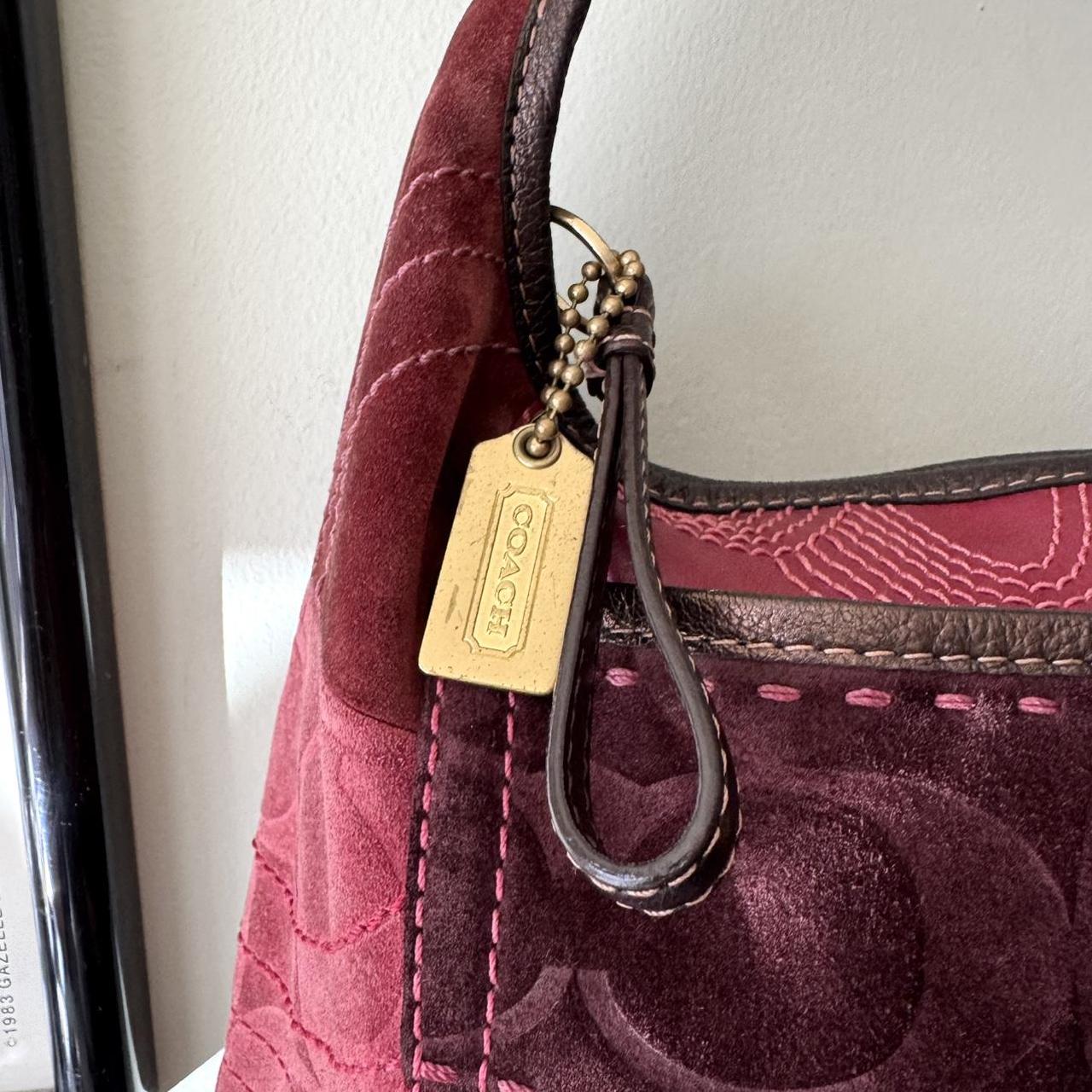 Vintage 90s Coach rare Ergo suede patchwork burgundy red shoulder bag!