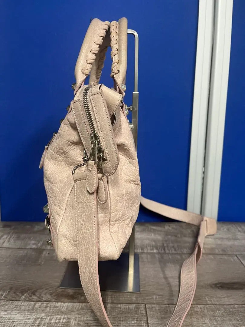 Authentic BALENCIAGA City Pink beige Leather Shoulder Bag Handbag 2 way Y2K GOOD