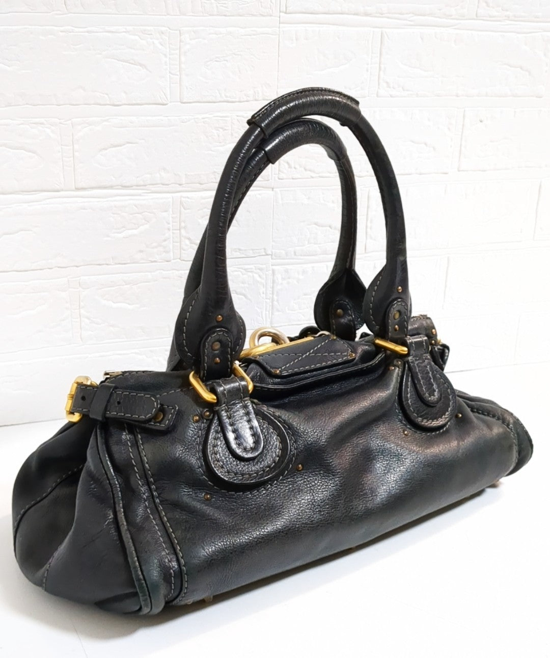 Chloe Paddington Black Leather Satchel Bag w/Padlock & Key Authentic Vintage✨