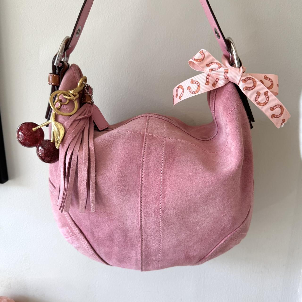 Vintage Y2K Coach pink suede hobo bag!