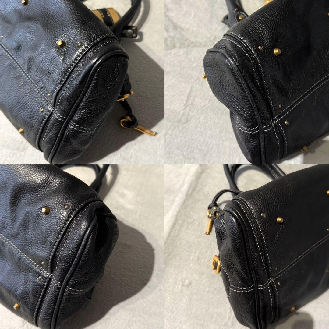 Chloe paddington handbag shoulder bag black leather 36 x 15 x 20cm