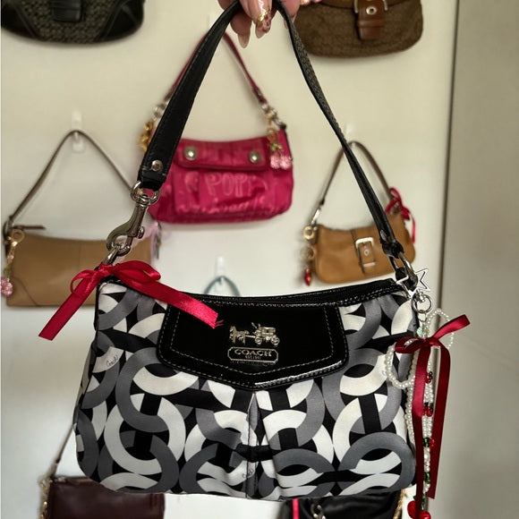 y2k coach madison optic print black and white