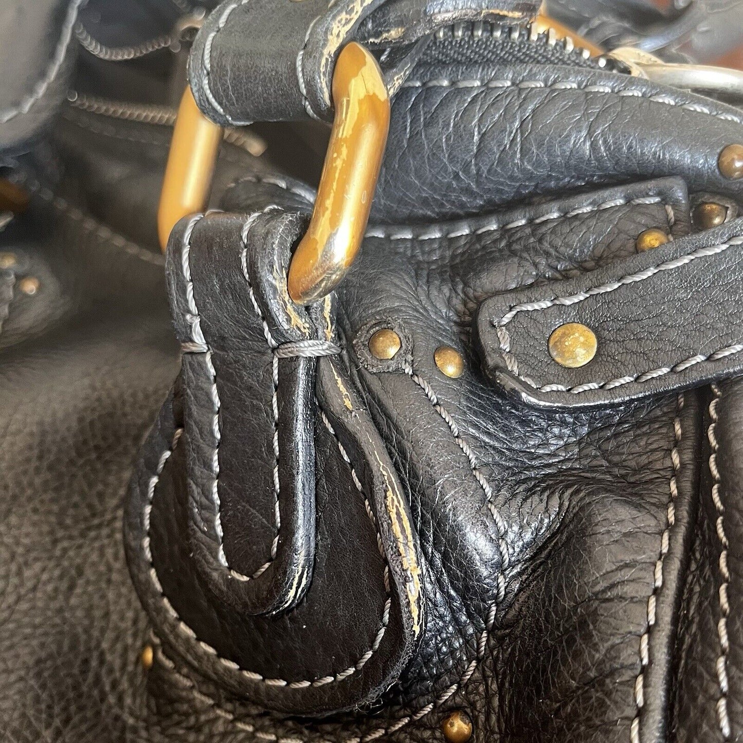 Chloe paddington leather hand bag black leather medium padlock key free shipping