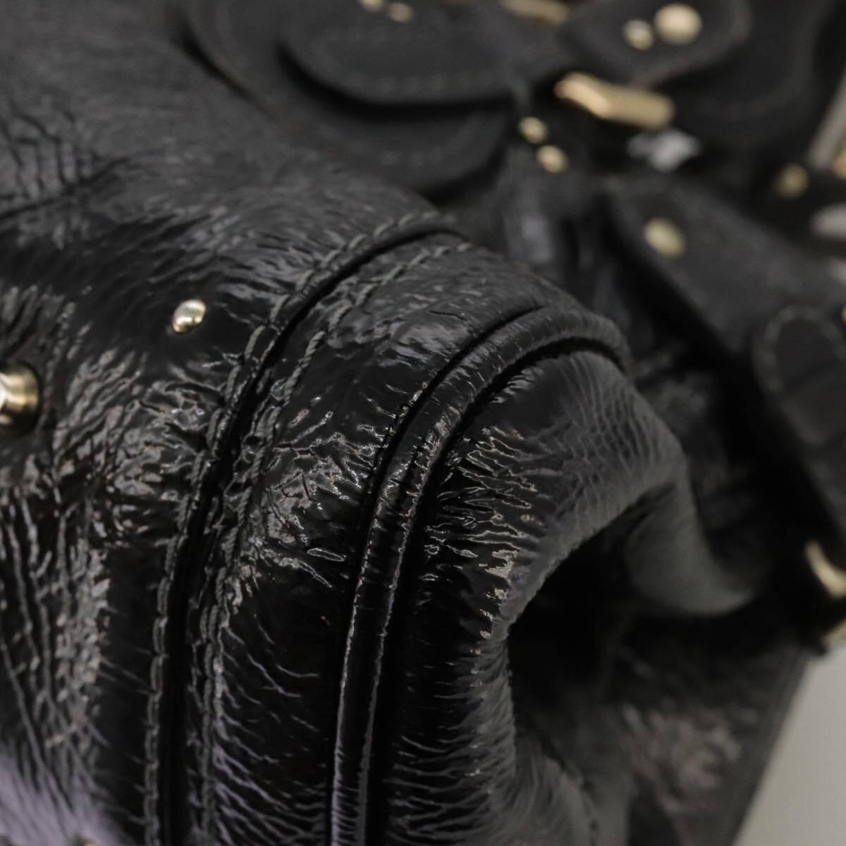 Chloe paddington hand bag enamel black auth mr780